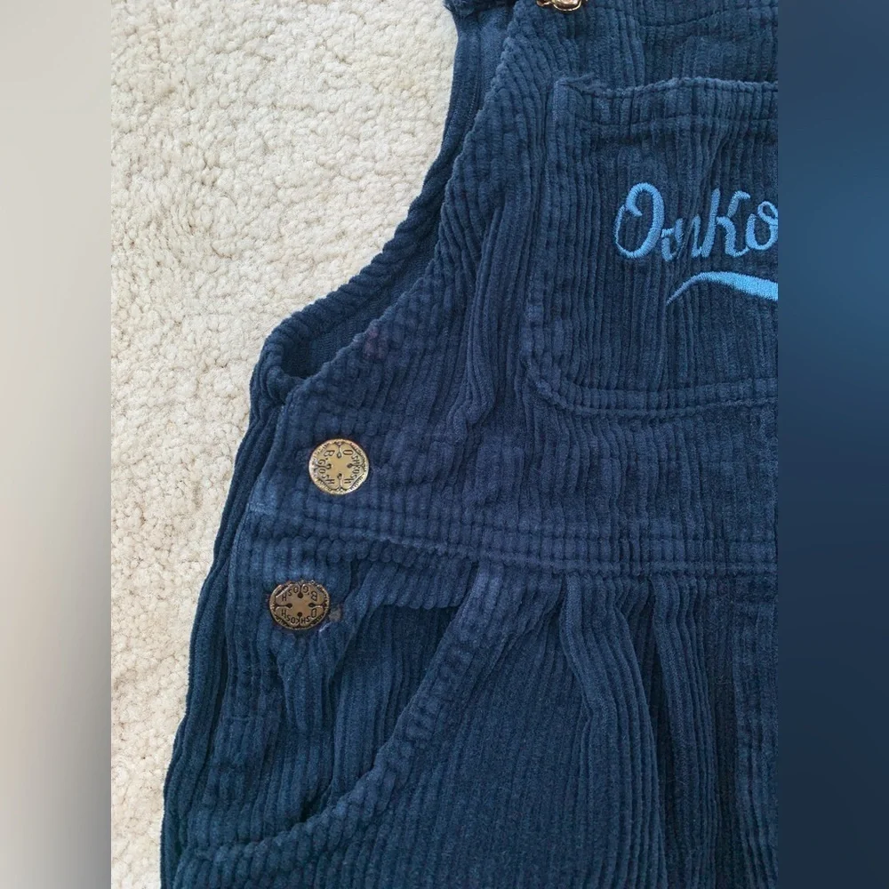 Vintage OshKosh Size 24 Months Blue Corduroy Bib Overalls